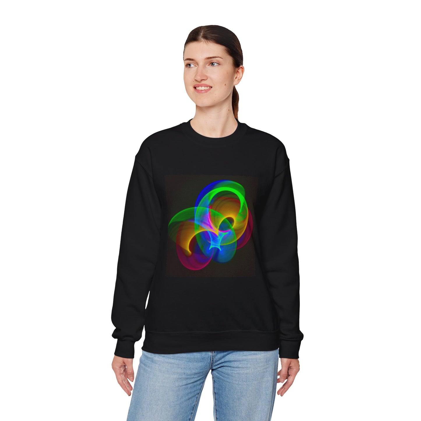 Vibrant Neon Swirl Nonfigurative logo Unisex Heavy Blend™ Crewneck Sweatshirt