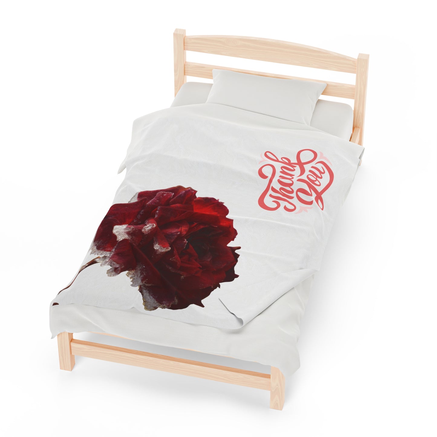 Thank You Rose Velveteen Plush Blanket - Perfect Gift for All Occasions