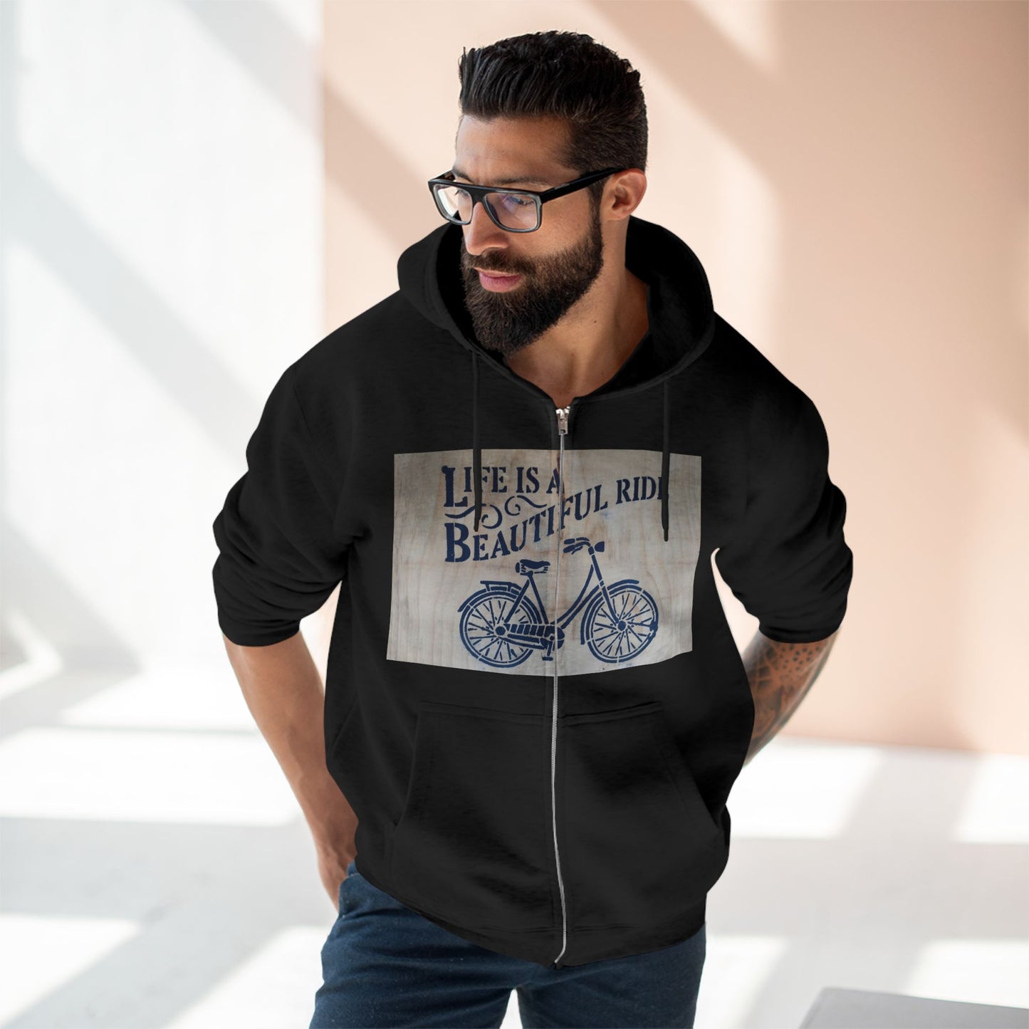 Life is a Beautiful Ride Unisex Zip Hoodie | Casual Comfort for Cyclists