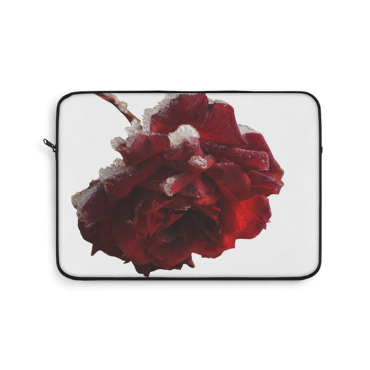 Elegant Floral Laptop Sleeve with Frosted Rose Design