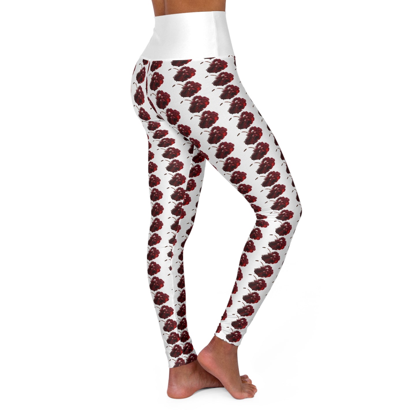 Red Rose High Waisted Yoga Leggings (AOP)