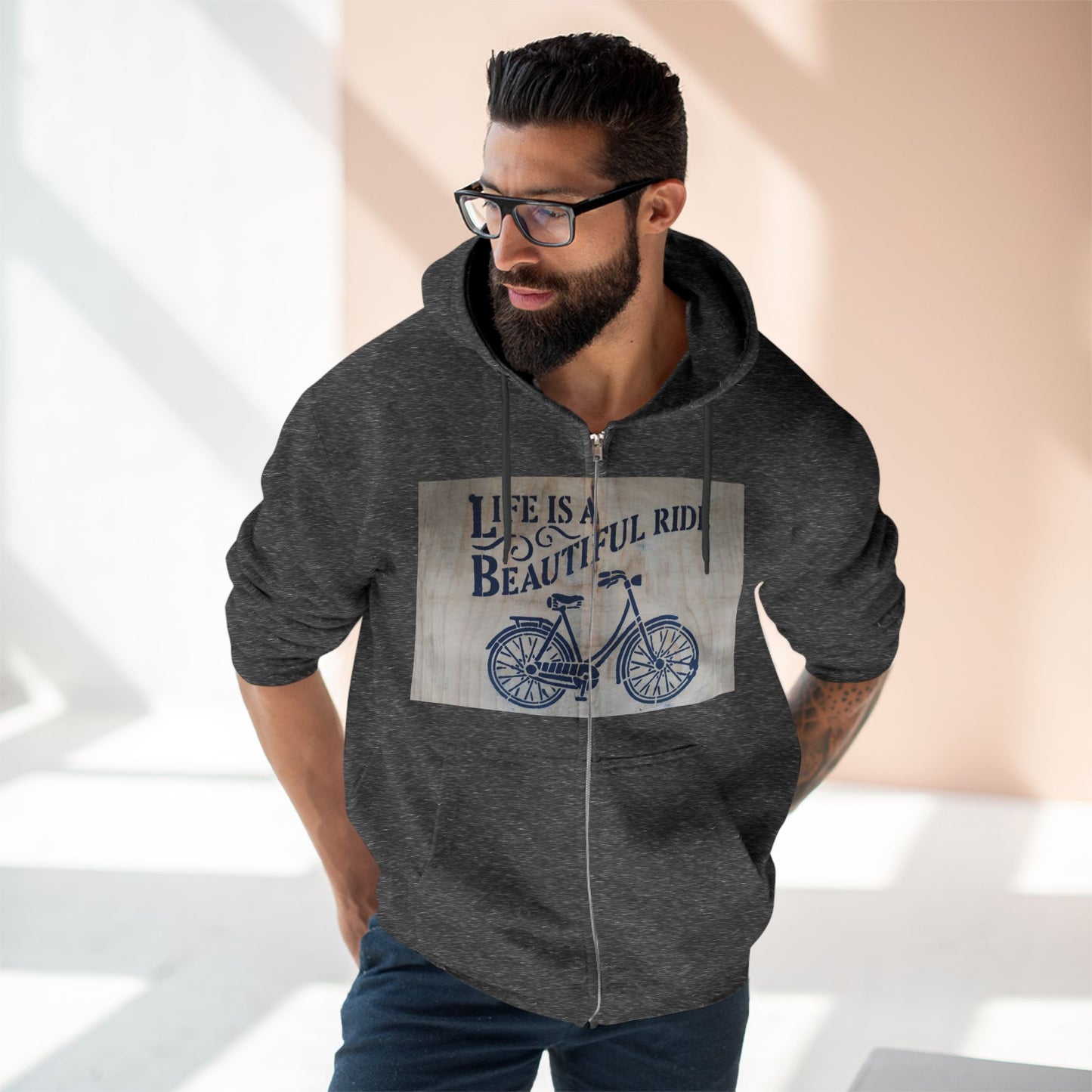 Life is a Beautiful Ride Unisex Zip Hoodie | Casual Comfort for Cyclists