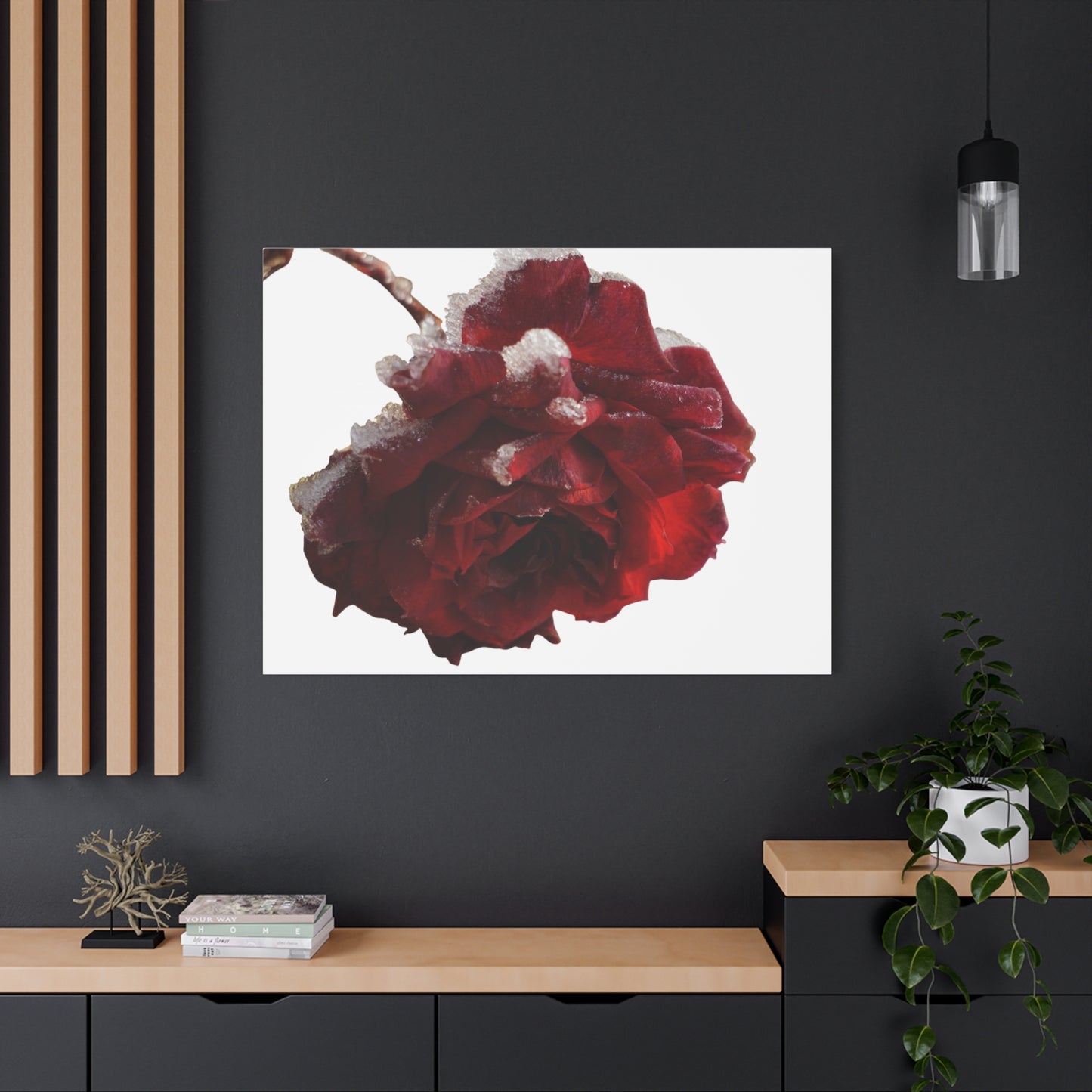 Stretched Canvas Art Print, Elegant Red Rose Wall Decor, Floral Home Decor, Gift for Her, Nature Wall Art, Wedding Decoration