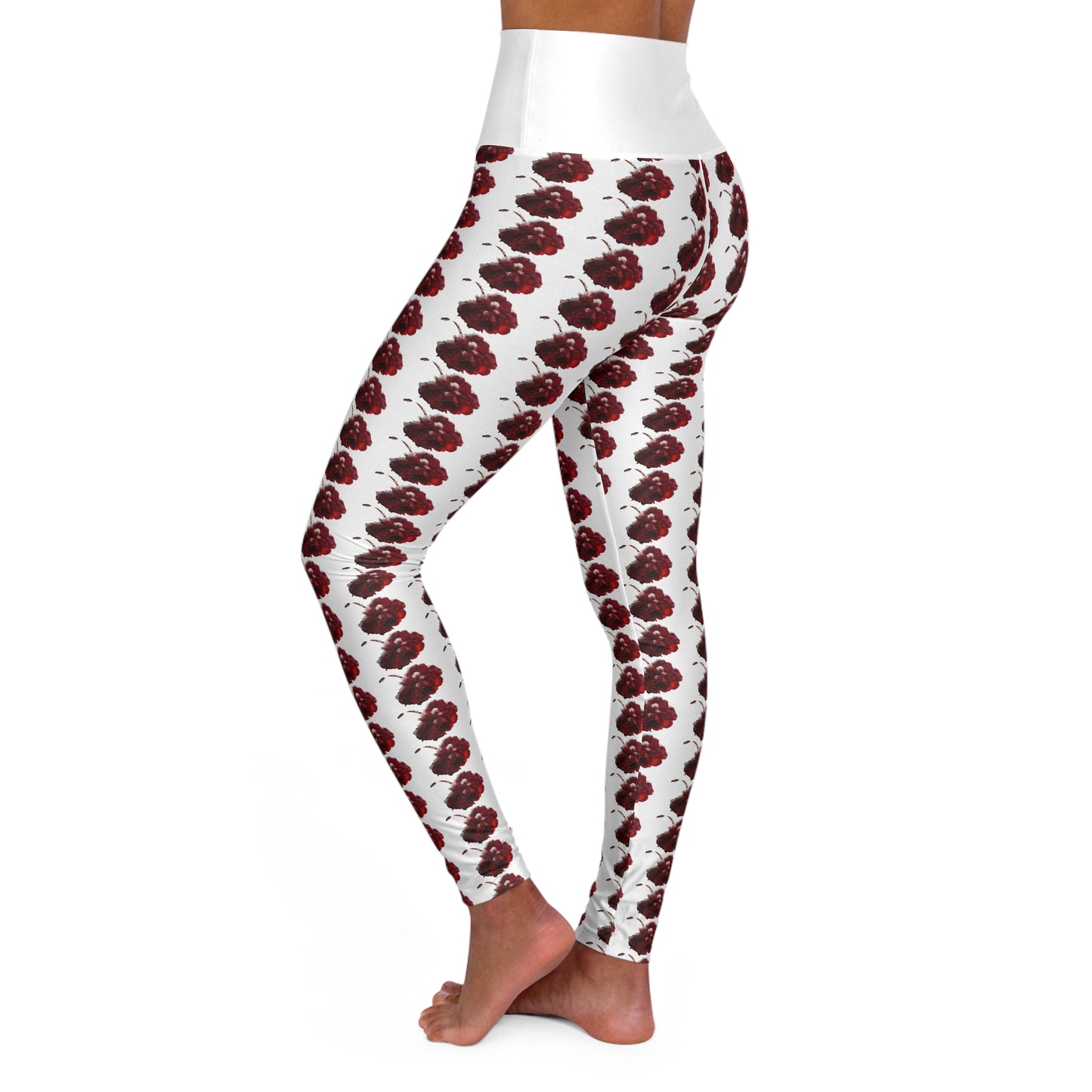 Red Rose High Waisted Yoga Leggings (AOP)