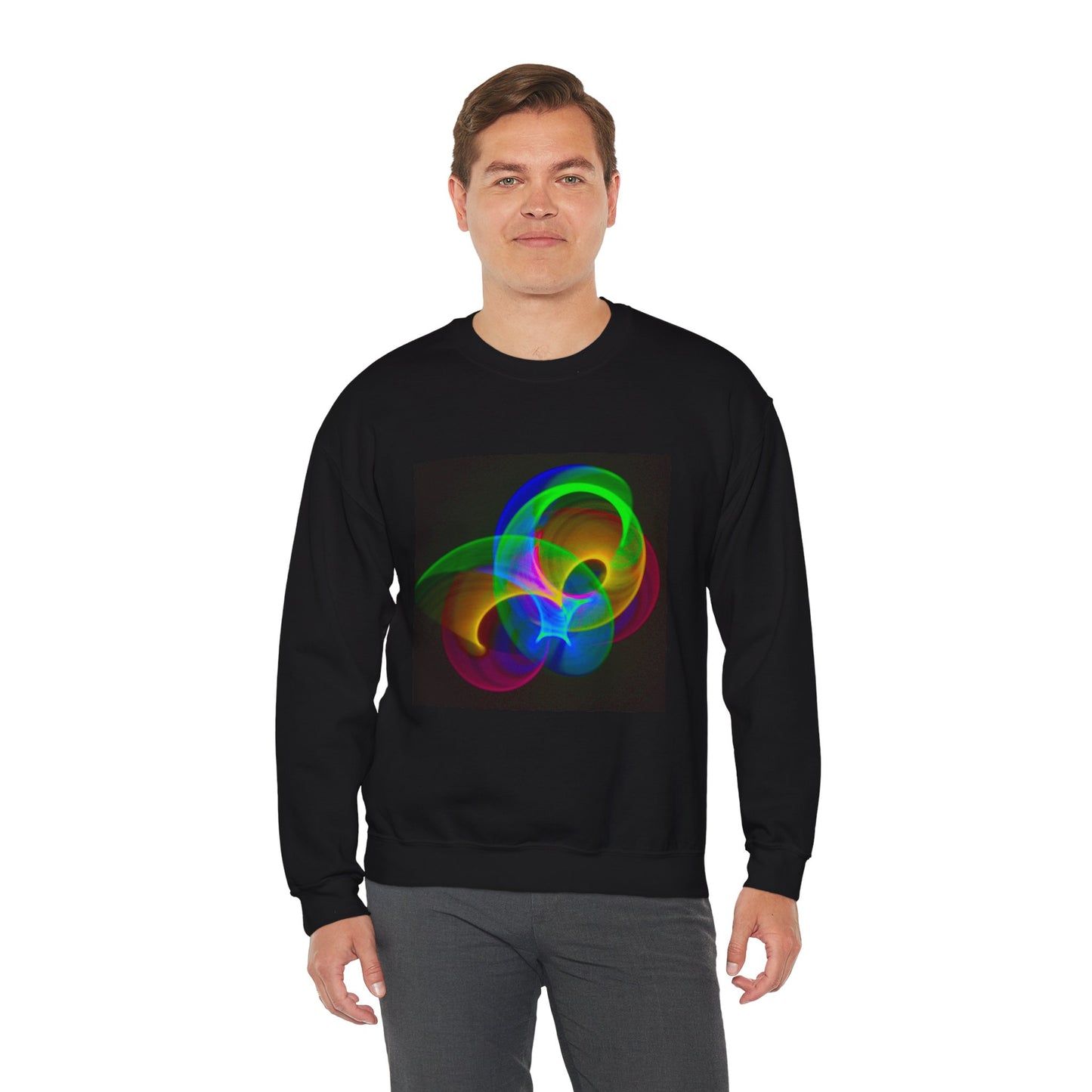 Vibrant Neon Swirl Nonfigurative logo Unisex Heavy Blend™ Crewneck Sweatshirt