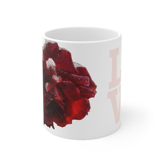 Romantic Ceramic Coffee Cup with Rose Design - 11oz & 15oz