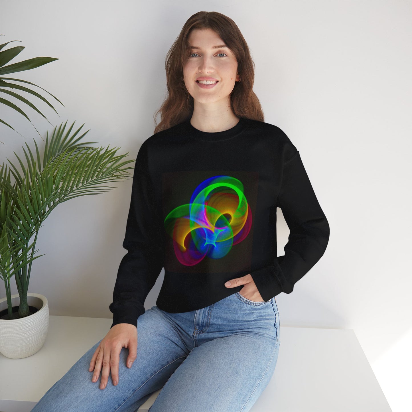 Vibrant Neon Swirl Nonfigurative logo Unisex Heavy Blend™ Crewneck Sweatshirt