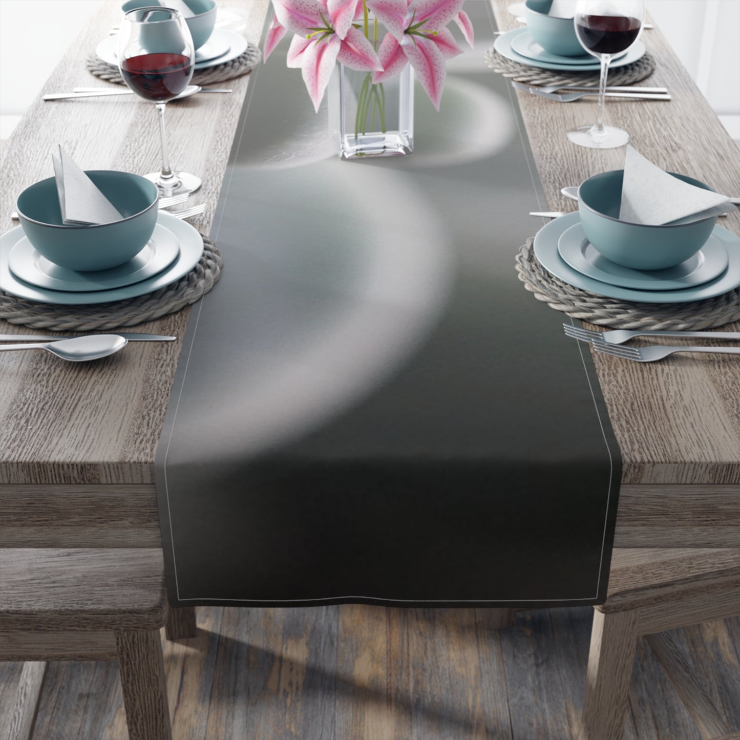 Elegant Pink Moonstone Succulent Table Runner for Stylish Dining