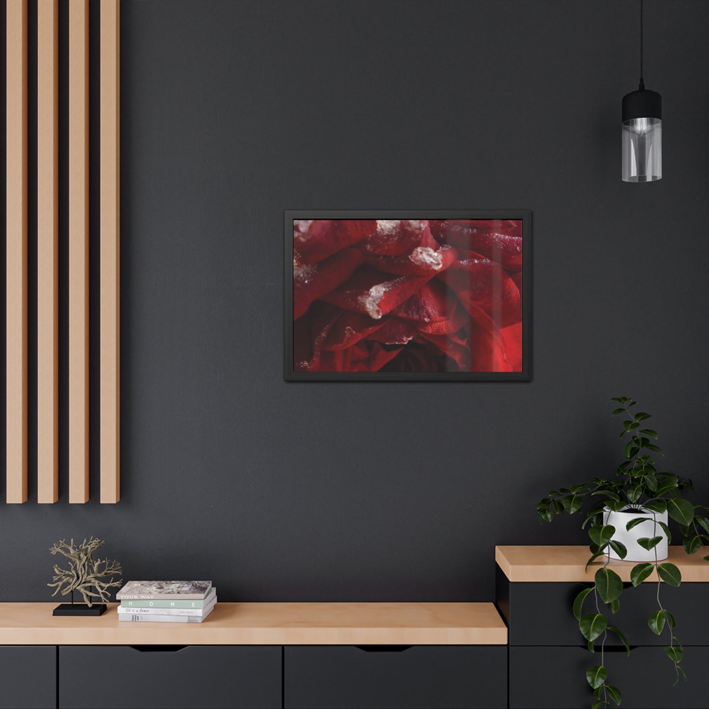 Elegant Framed Rose Poster - Winter Blossom Decor for Home & Office