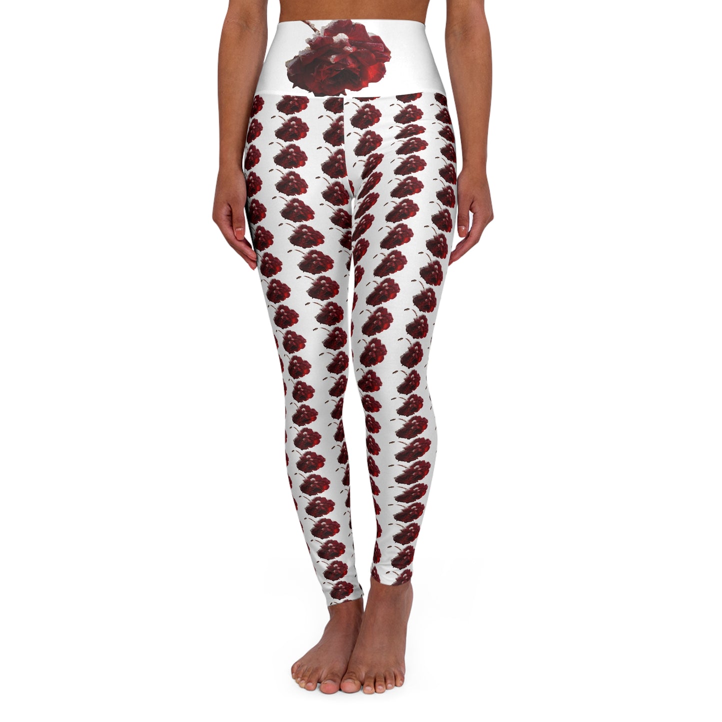 Red Rose High Waisted Yoga Leggings (AOP)