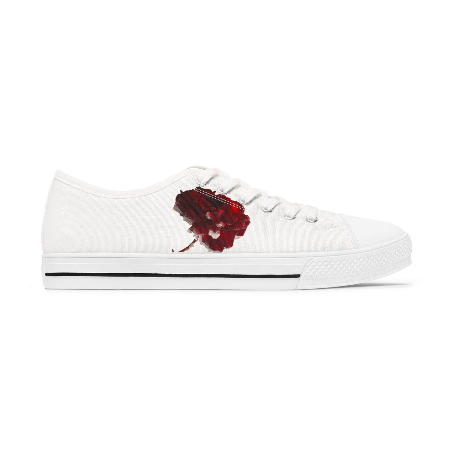 Floral Print Women's Low Top Sneakers - Casual Rose Design for Everyday Style