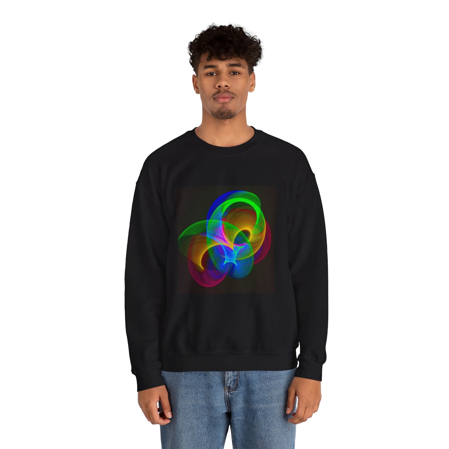 Vibrant Neon Swirl Nonfigurative logo Unisex Heavy Blend™ Crewneck Sweatshirt