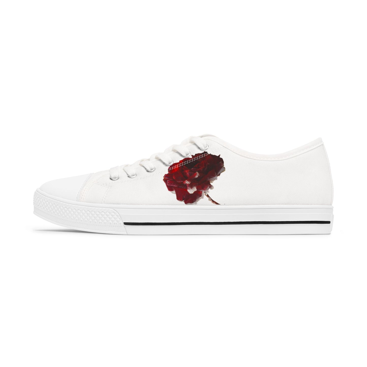 Floral Print Women's Low Top Sneakers - Casual Rose Design for Everyday Style