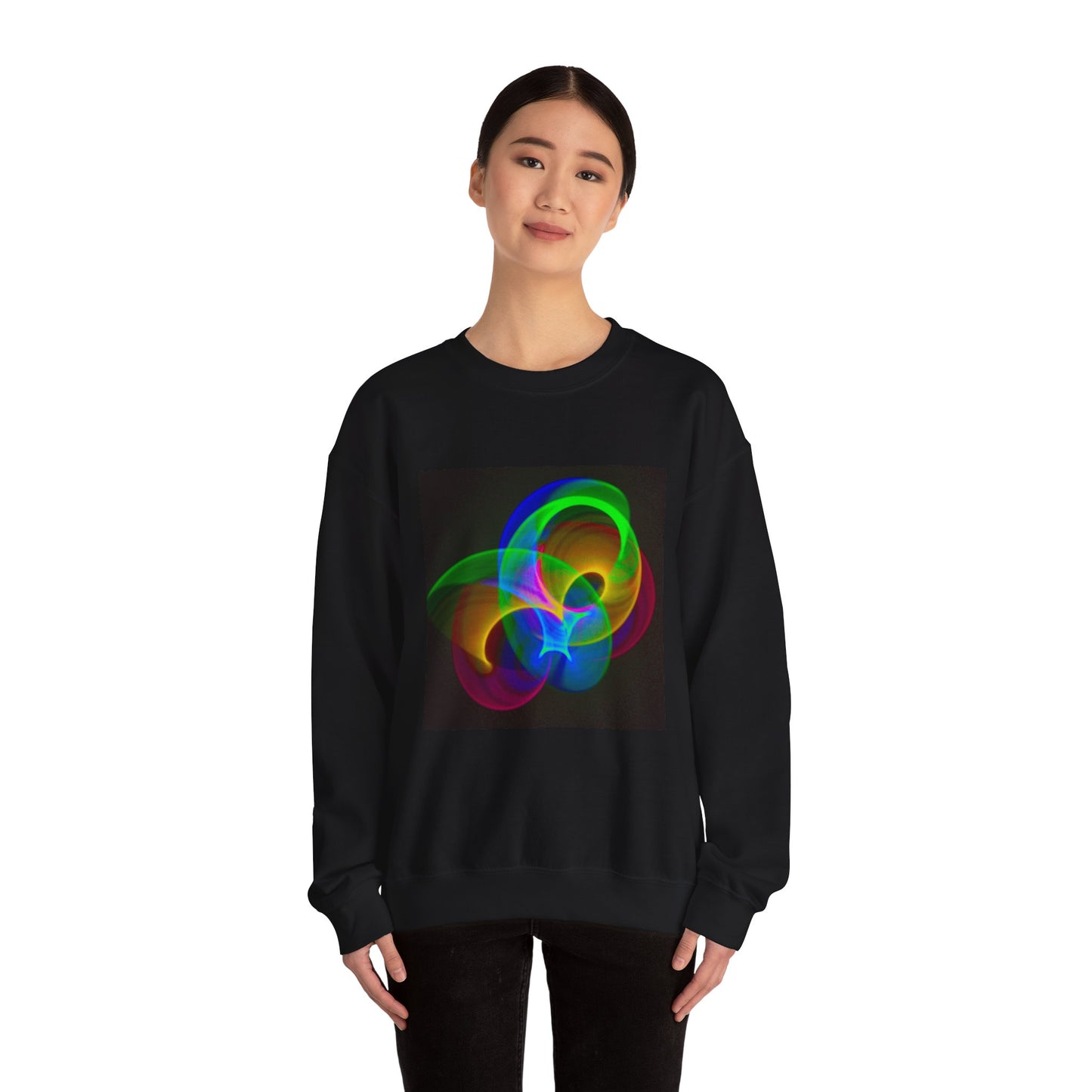 Vibrant Neon Swirl Nonfigurative logo Unisex Heavy Blend™ Crewneck Sweatshirt