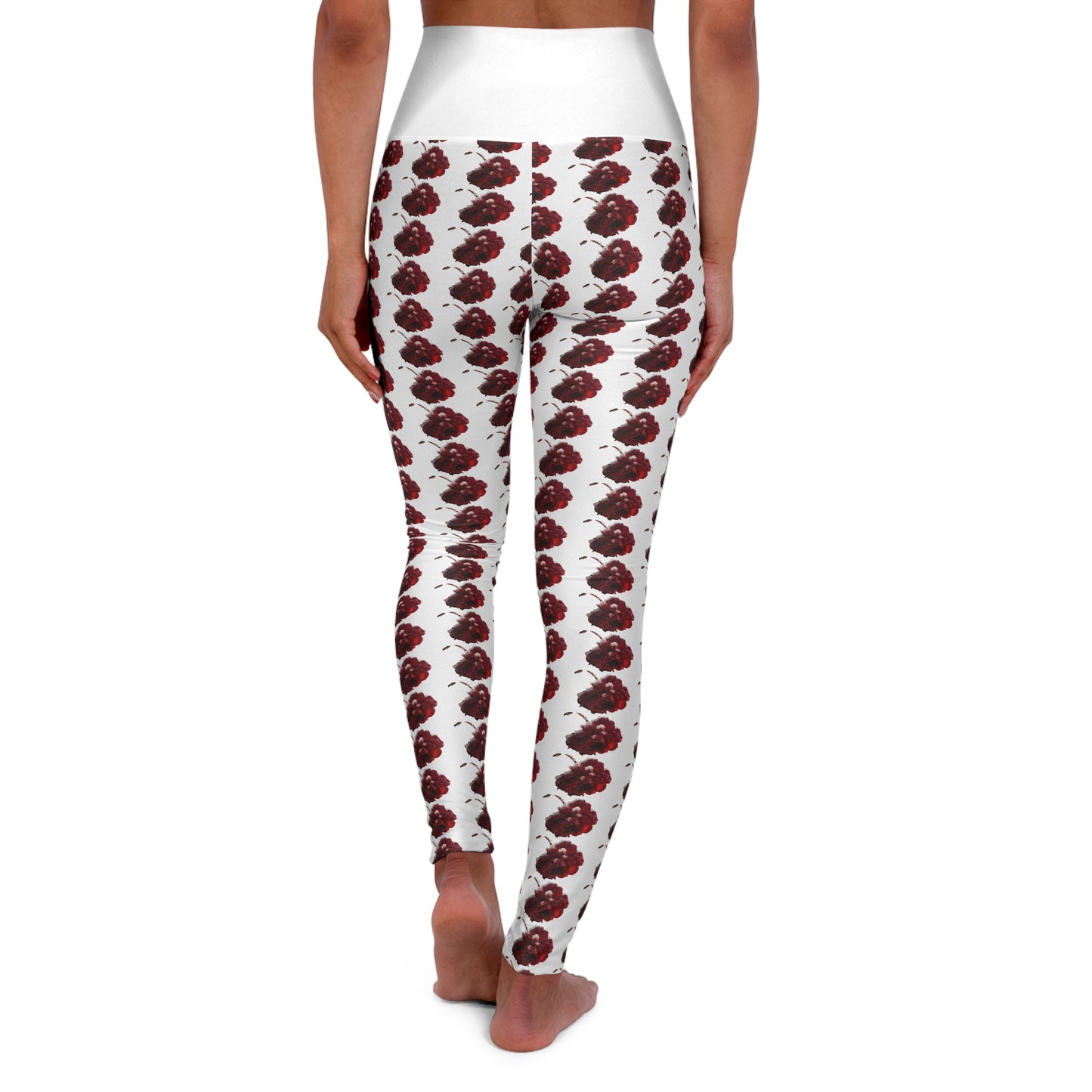 Red Rose High Waisted Yoga Leggings (AOP)