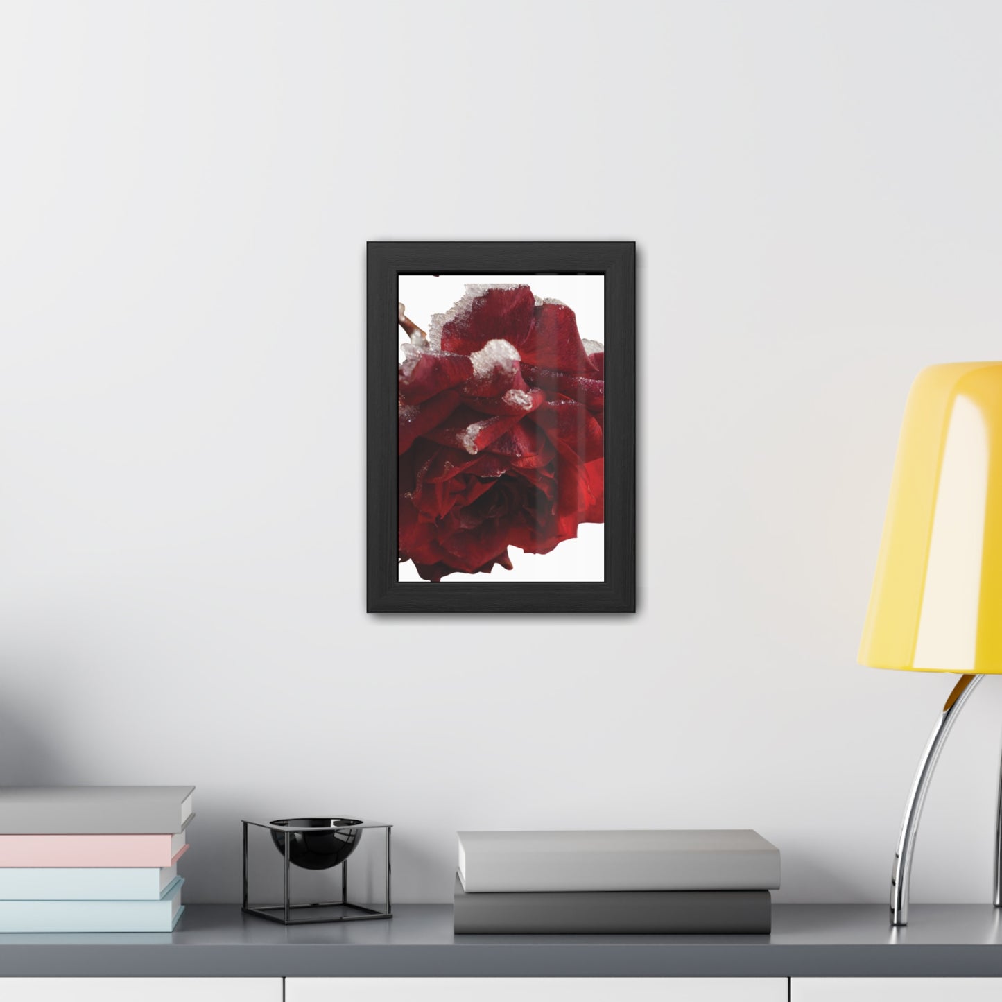 Elegant Framed Rose Poster - Winter Blossom Decor for Home & Office