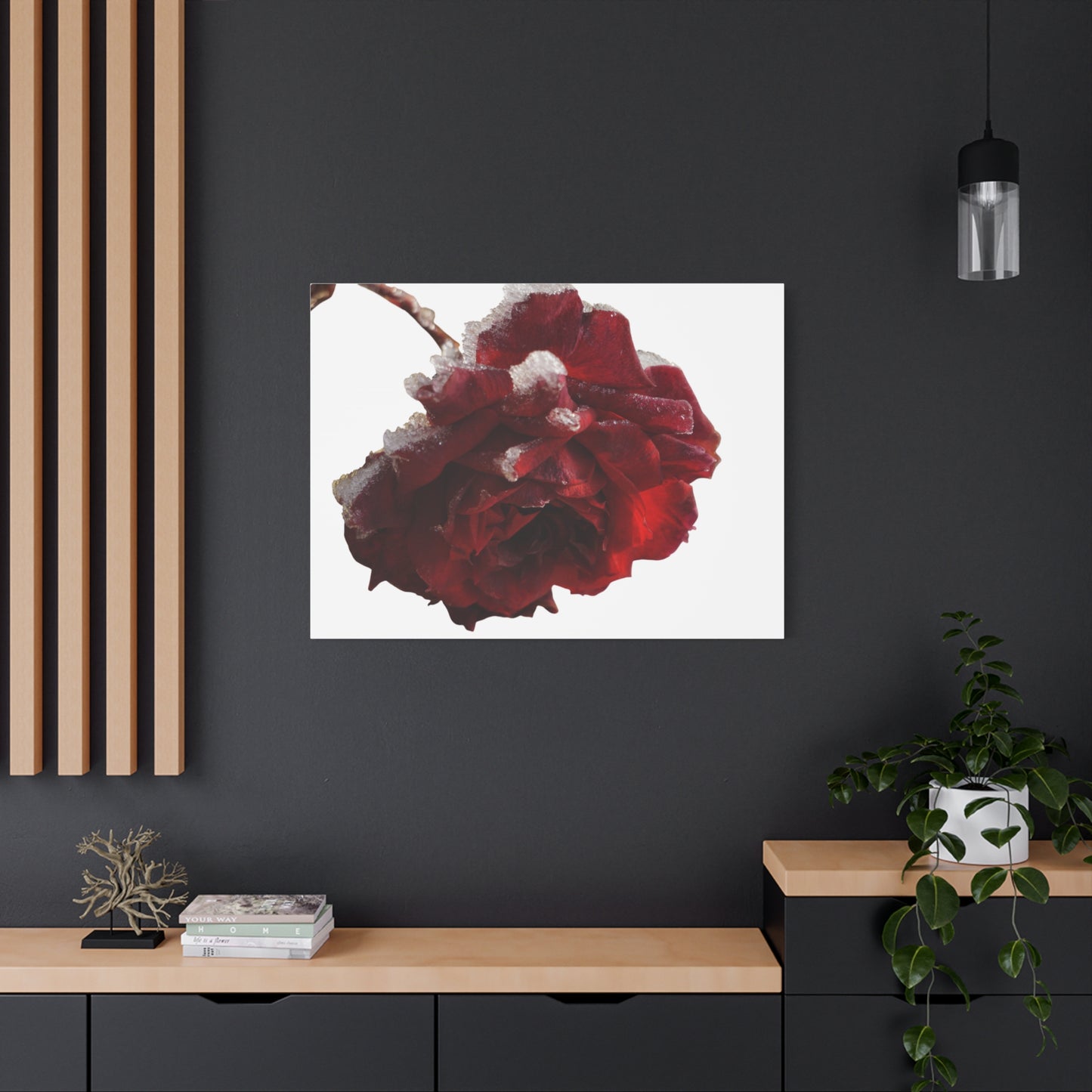 Stretched Canvas Art Print, Elegant Red Rose Wall Decor, Floral Home Decor, Gift for Her, Nature Wall Art, Wedding Decoration