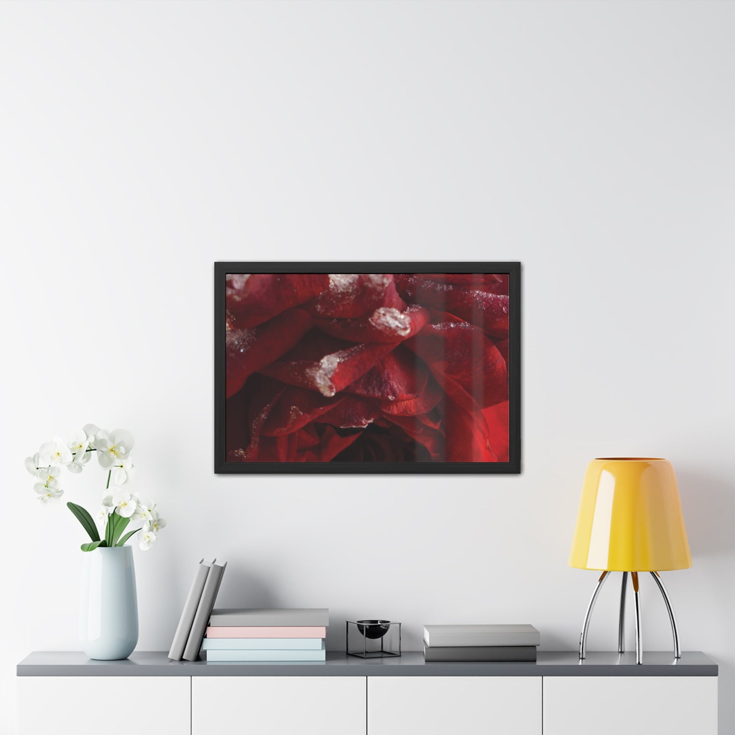 Elegant Framed Rose Poster - Winter Blossom Decor for Home & Office