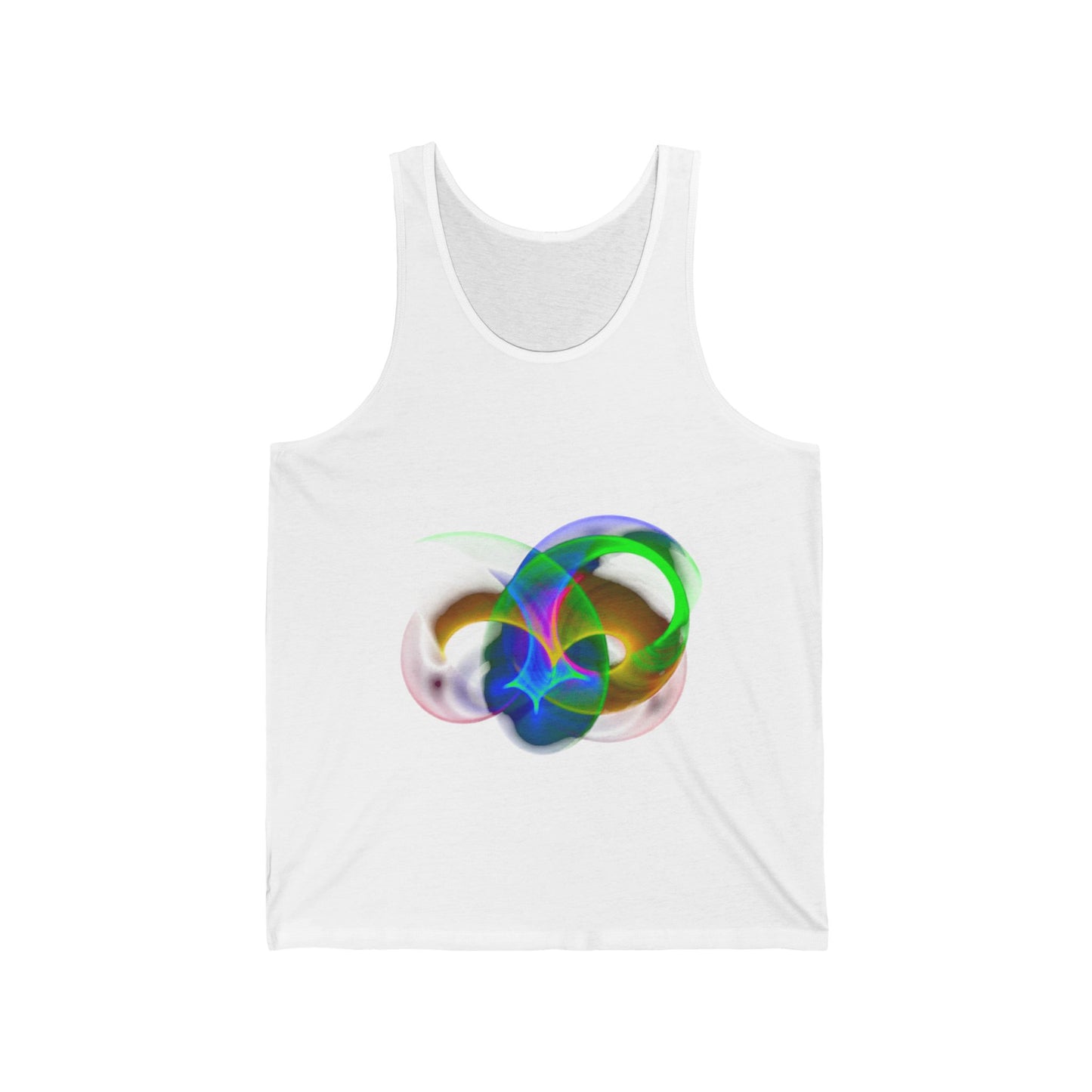 Vibrant Neon Abstract Design Unisex Jersey Tank, Cool Casual Wear, Summer Fashion, Yoga and Fitness Top, Festival Apparel